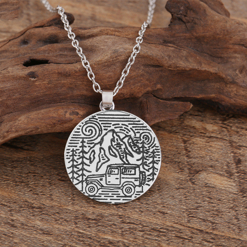 Camping Adventure Necklaces – Mountain & Jeep and “Find Your Road” | Tribe Feel Travel Jewellery