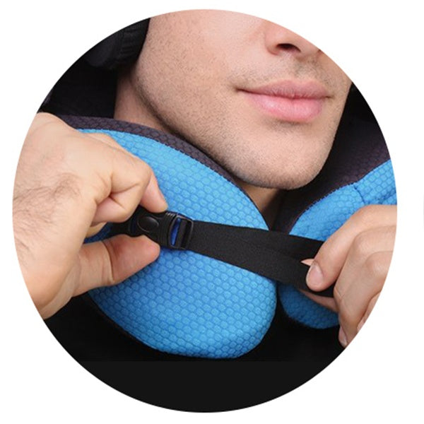 Ergonomic Memory Foam Neck Travel Pillow with Hood & Adjustable Strap - Ideal for Long Flights -  Travel essentials