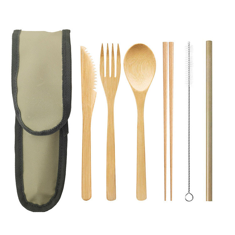 Portable Bamboo Cutlery Set with Straw | Travel-Friendly – Travel Accessories - Tribe Feel