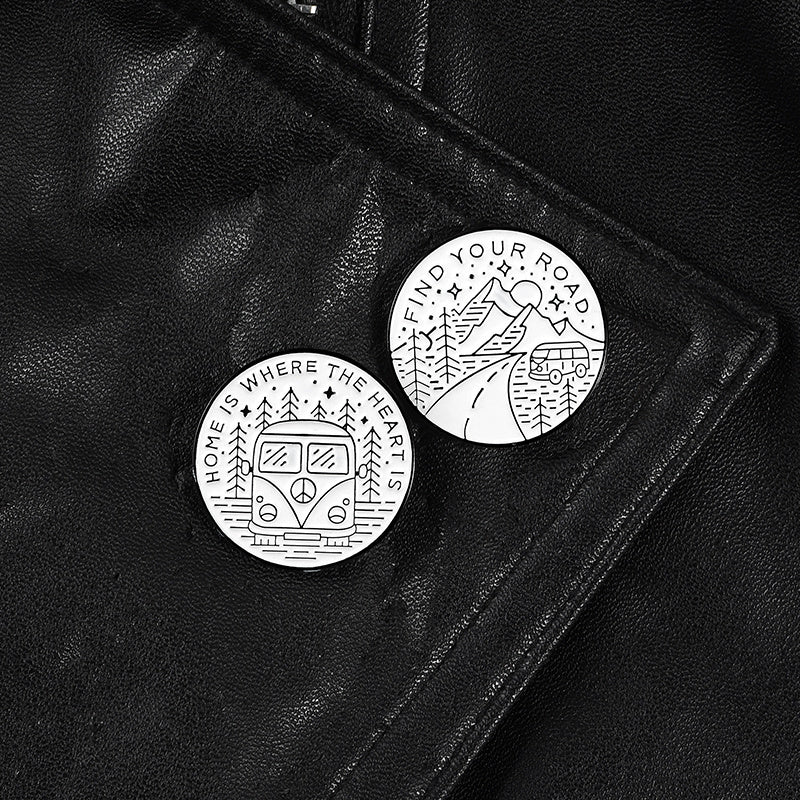 Adventure Pins – “Home is Where the Heart Is” & “Find Your Road” | Tribe Feel Travel Jewellery
