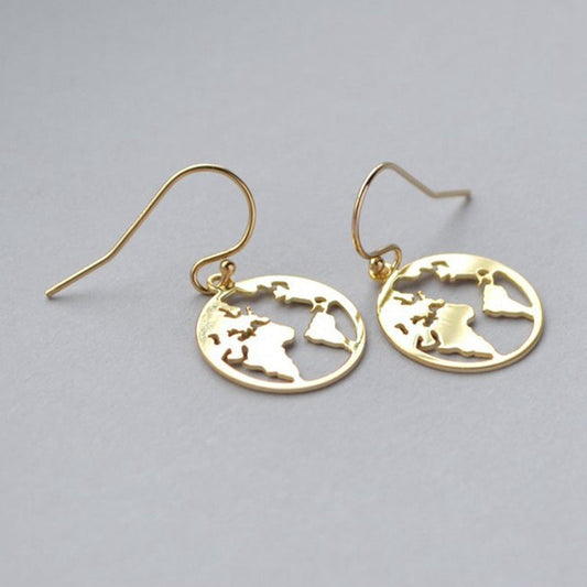 World Map Earrings – Elegant World Map Jewellery for Travel Lovers – Travel Accessories Travel Organisers Travel Gear Travel Gifts Travel Essentials