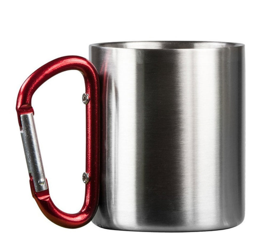 Portable Stainless Steel Cup For Camping Traveling Outdoor Cup With Handle Carabiner Backpacking Hiking Cups – Travel Accessories Travel Organisers Travel Gear Travel Gifts Travel Essentials
