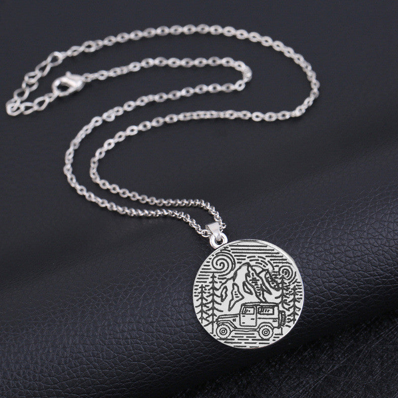 Camping Adventure Necklaces – Mountain & Jeep and “Find Your Road” | Tribe Feel Travel Jewellery
