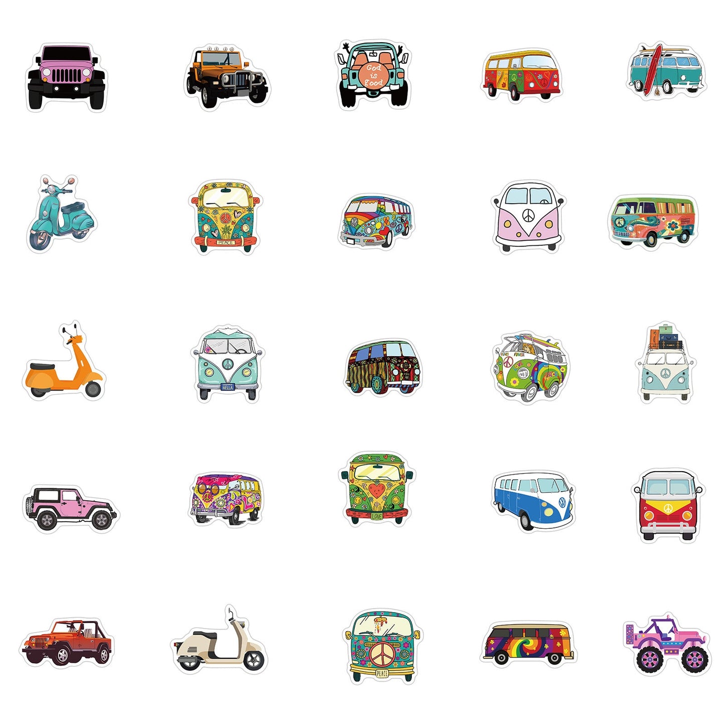 Campervan & Road Trip Sticker Set – Adventure Travel Stickers | Tribe Feel Travel Gadgets