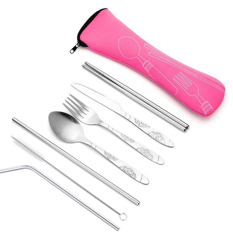 7-Piece Stainless Steel Cutlery Set | Travel cutlery set for travellers on the go - Tribe Feel