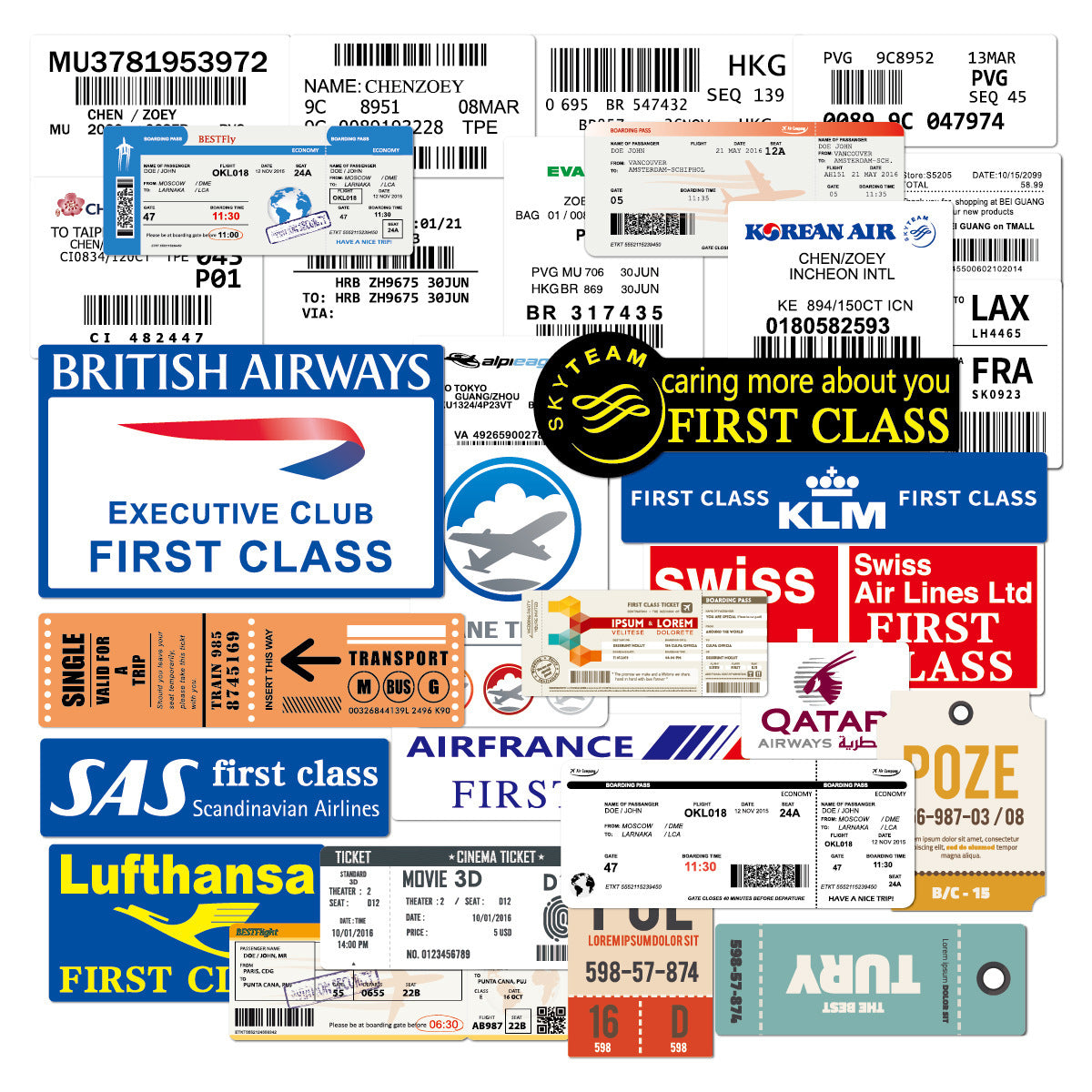 30 Airline Travel Stickers – Aviation Stickers for Suitcases, Luggage, Travel Journals & Laptop - Travel gifts