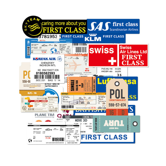 30 Airline Travel Stickers –  Aviation Stickers for Suitcases, Luggage, Travel Journals & Laptop -  Travel gifts