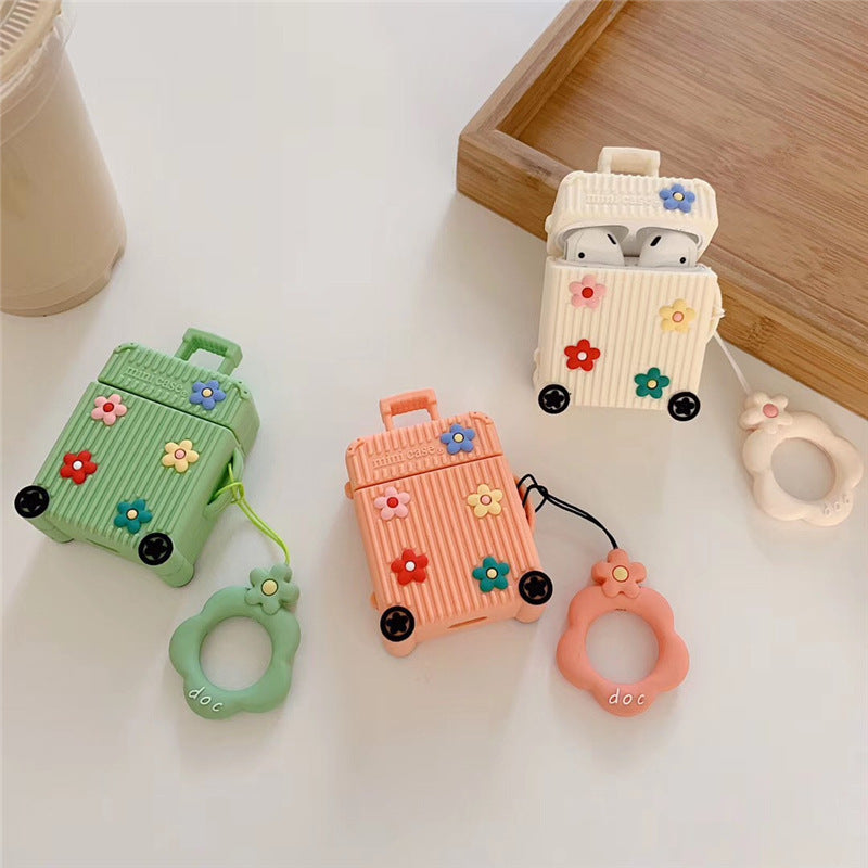 Suitcase-Shaped AirPods Case Cover with Floral Design | Tribe Feel  Travel Gadgets