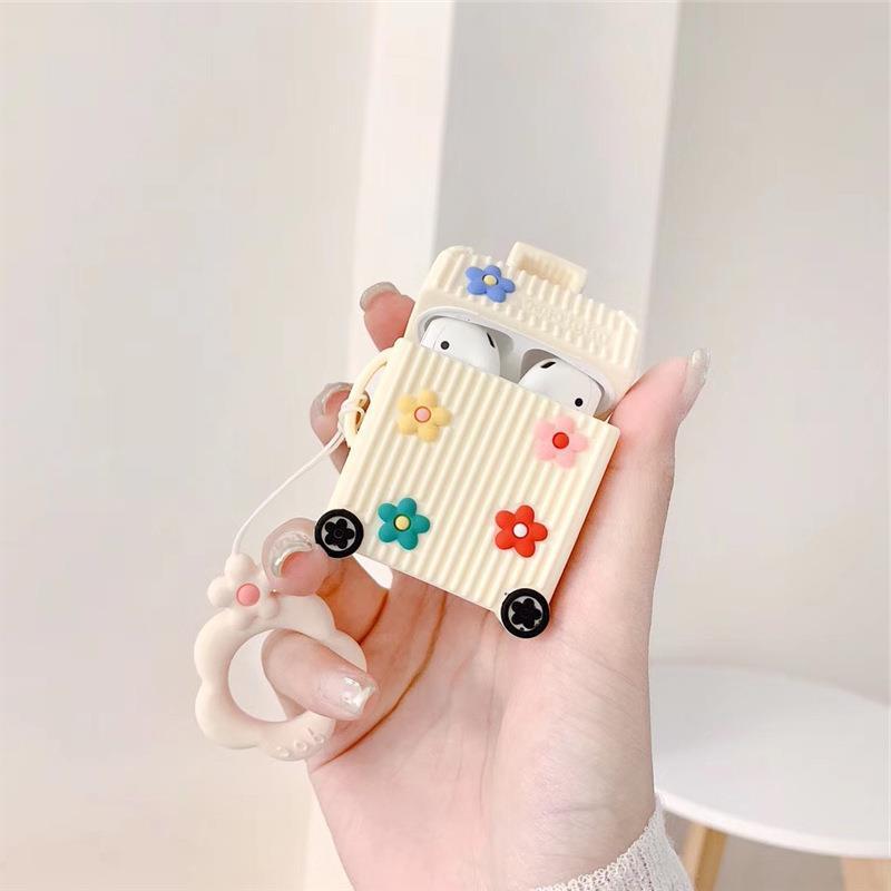 Suitcase-Shaped AirPods Case Cover with Floral Design | Tribe Feel Travel Gadgets