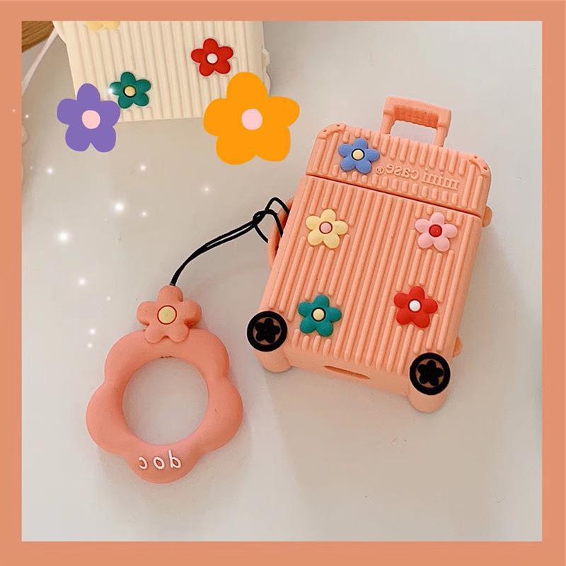 Suitcase-Shaped AirPods Case Cover with Floral Design | Tribe Feel Travel Gadgets