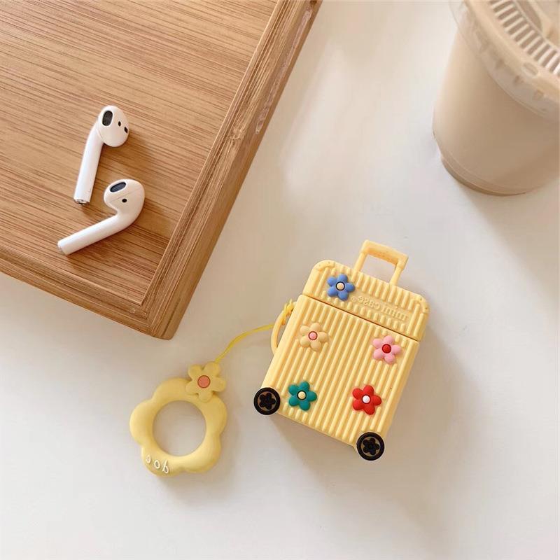 Suitcase-Shaped AirPods Case Cover with Floral Design | Tribe Feel  Travel Gadgets