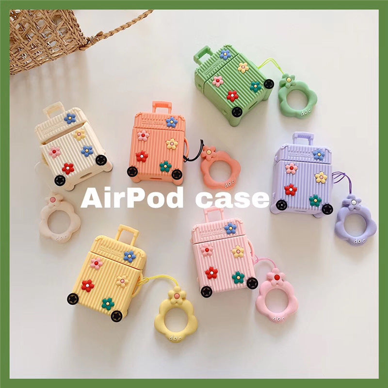 Suitcase-Shaped AirPods Case Cover with Floral Design | Tribe Feel  Travel Gadgets