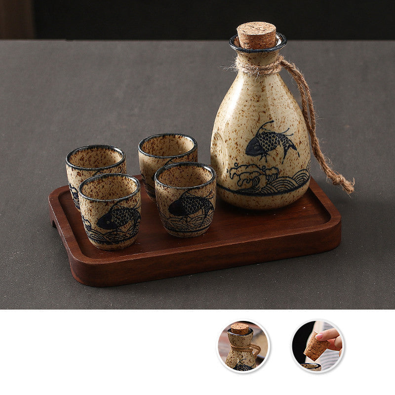 Japanese Ceramic Sake Gift Set with Bottle, Glasses & Gift Box | Tribe Feel Travel Gadgets