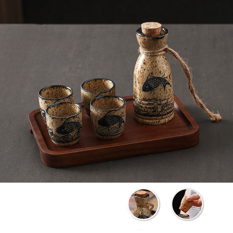 Japanese Ceramic Sake Gift Set with Bottle, Glasses & Gift Box | Tribe Feel Travel Gadgets