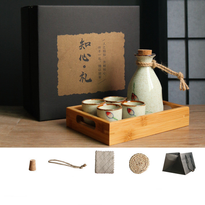 Japanese Ceramic Sake Gift Set with Bottle, Glasses & Gift Box | Tribe Feel  Travel Gadgets