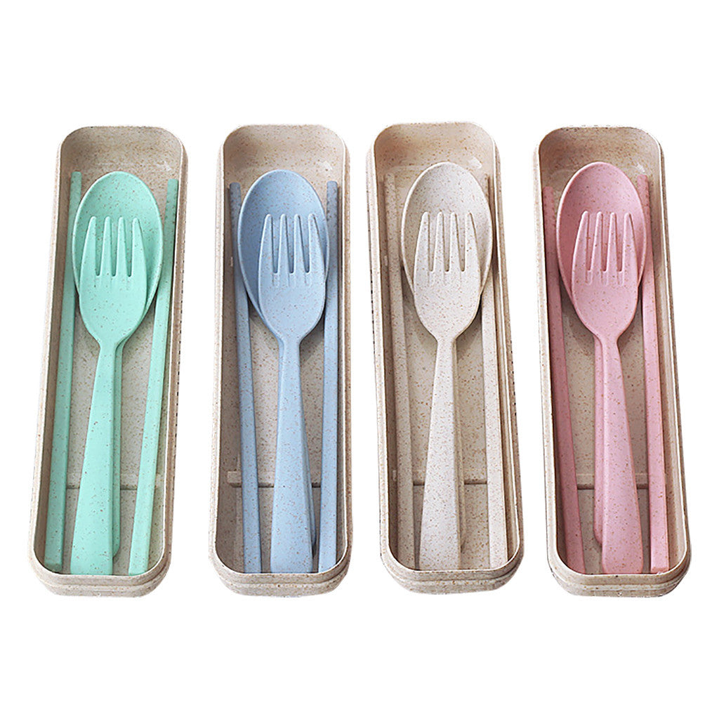 Wheat Straw Cutlery Set with Case | Eco-Friendly Travel Utensils – Travel Accessories - Tribe Feel