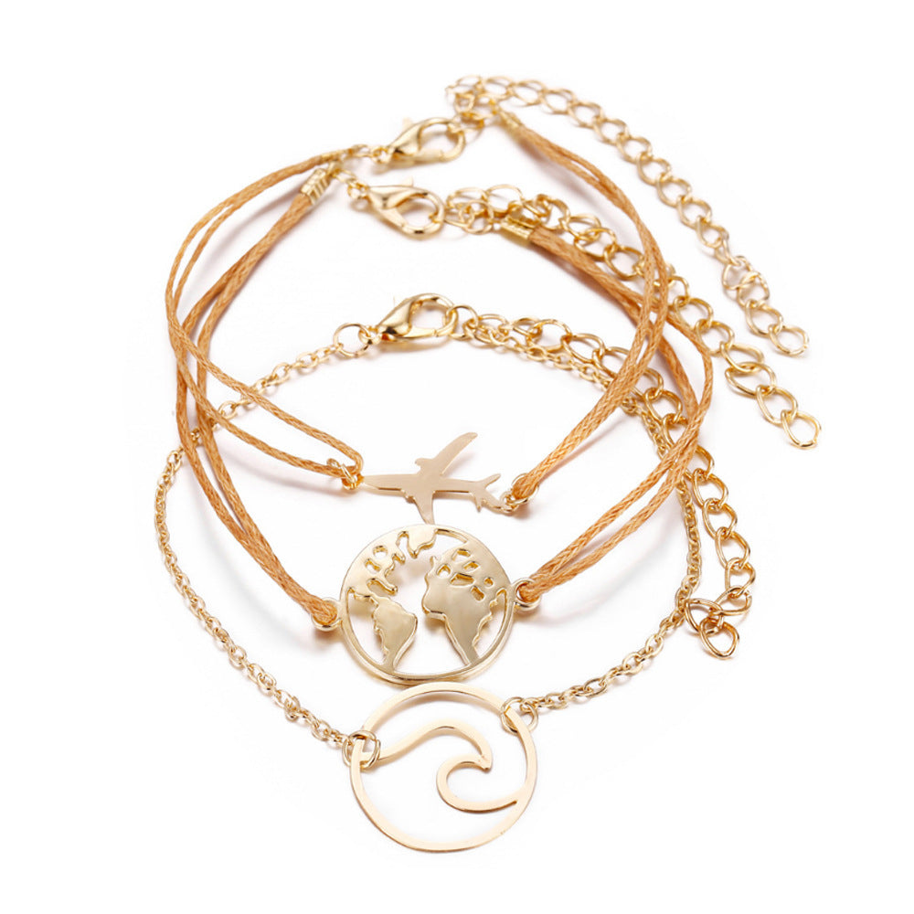 Three-Piece World Map Bracelet Set – Travel-Inspired Jewellery - Tribe Feel