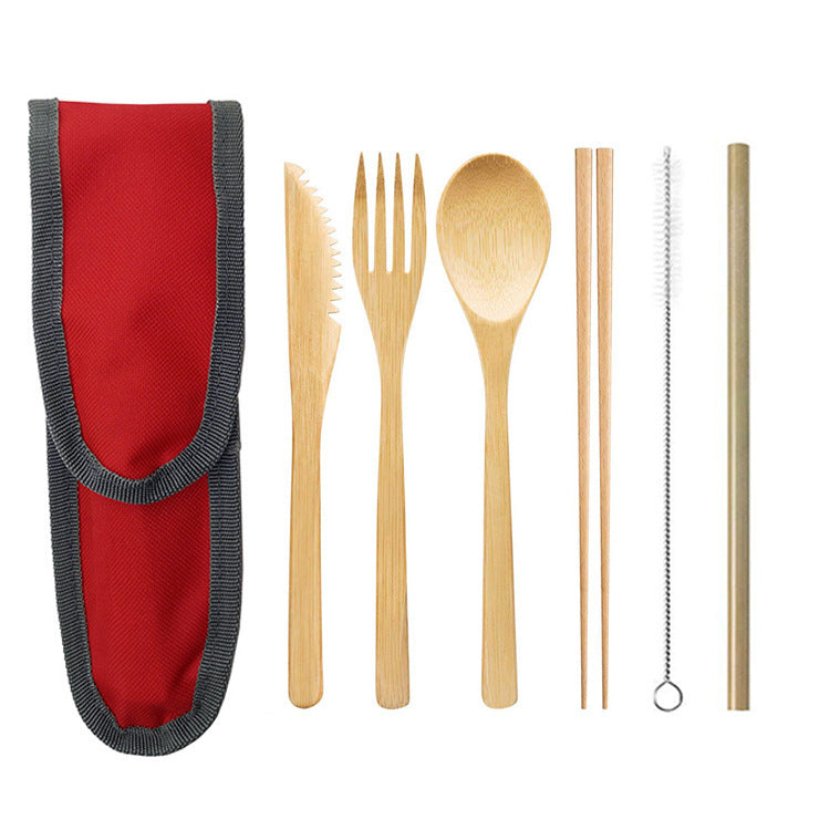 Portable Bamboo Cutlery Set with Straw | Travel-Friendly – Travel Accessories - Tribe Feel