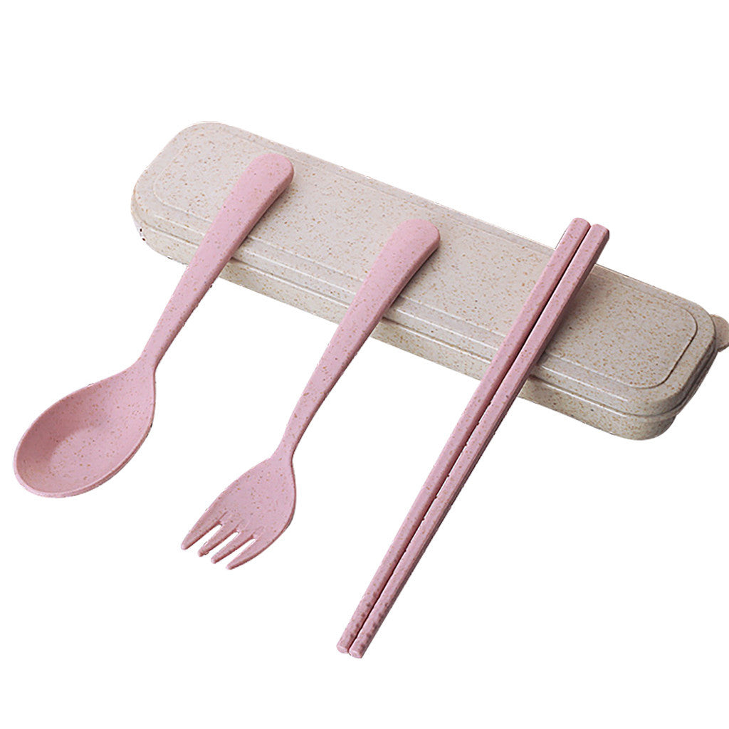 Wheat Straw Cutlery Set with Case | Eco-Friendly Travel Utensils – Travel Accessories - Tribe Feel