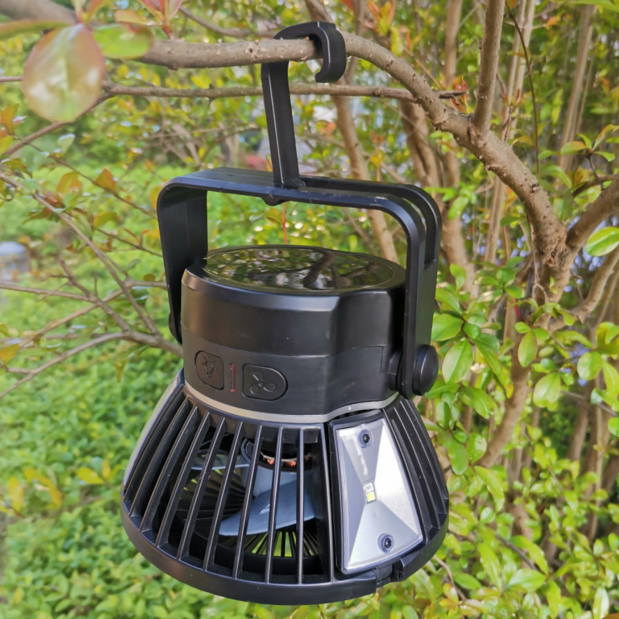 Solar Camping Fan Light | USB Rechargeable Tent Fan with Hook & Charger Travel Essentials