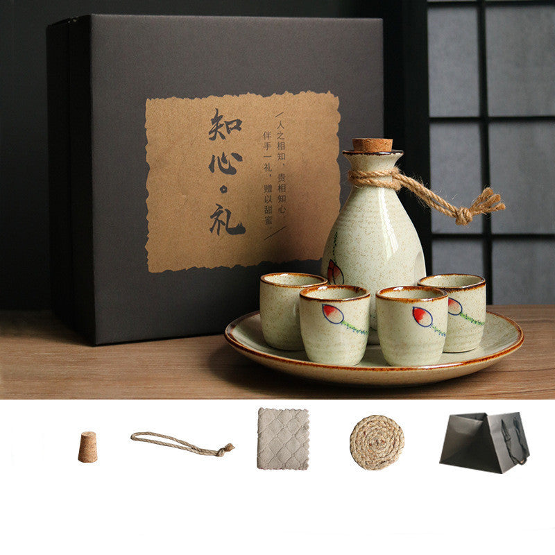 Japanese Ceramic Sake Gift Set with Bottle, Glasses & Gift Box | Tribe Feel  Travel Gadgets