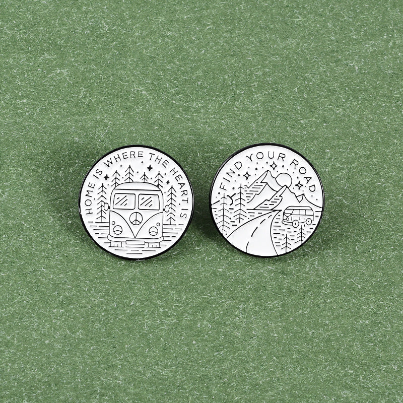 Adventure Pins – “Home is Where the Heart Is” & “Find Your Road” | Tribe Feel Travel Jewellery