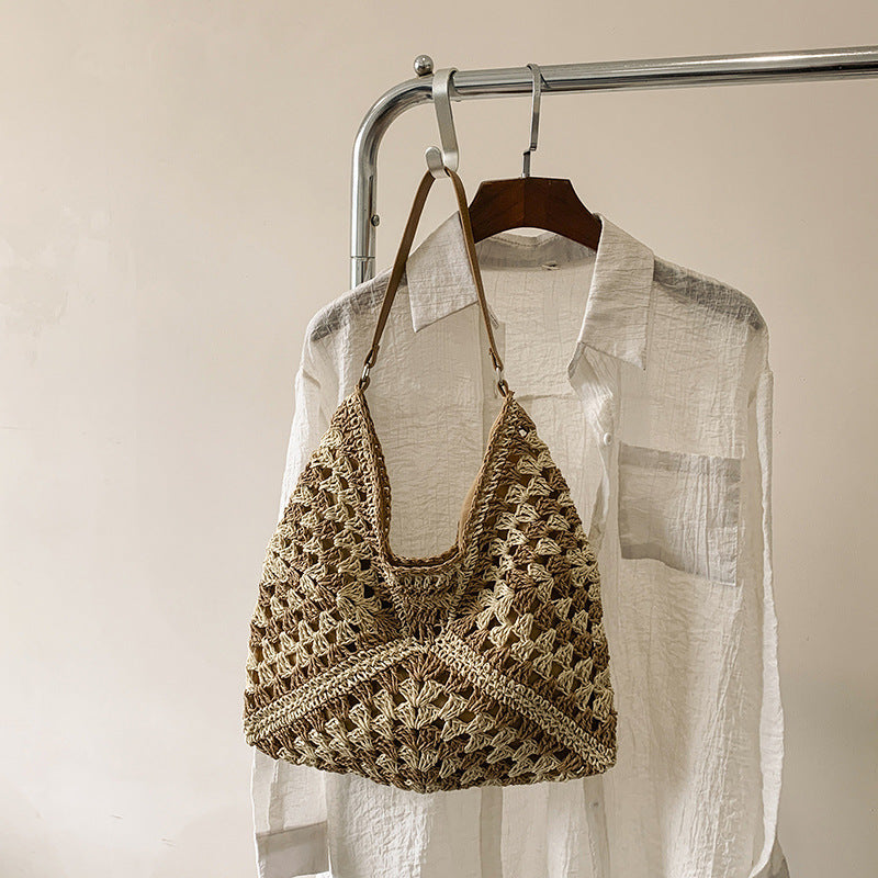 Straw Woven Shoulder Bag - Stylish Summer Handbag – Travel Accessories Travel Bags - Tribe Feel
