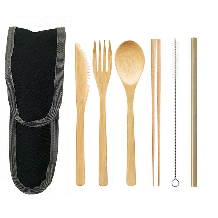 Portable Bamboo Cutlery Set with Straw | Travel-Friendly – Travel Accessories - Tribe Feel