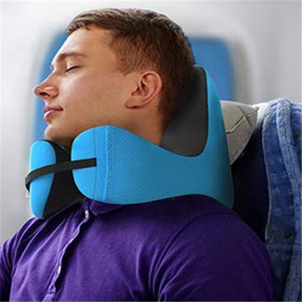 Ergonomic Memory Foam Neck Travel Pillow with Hood & Adjustable Strap - Ideal for Long Flights -  Travel essentials