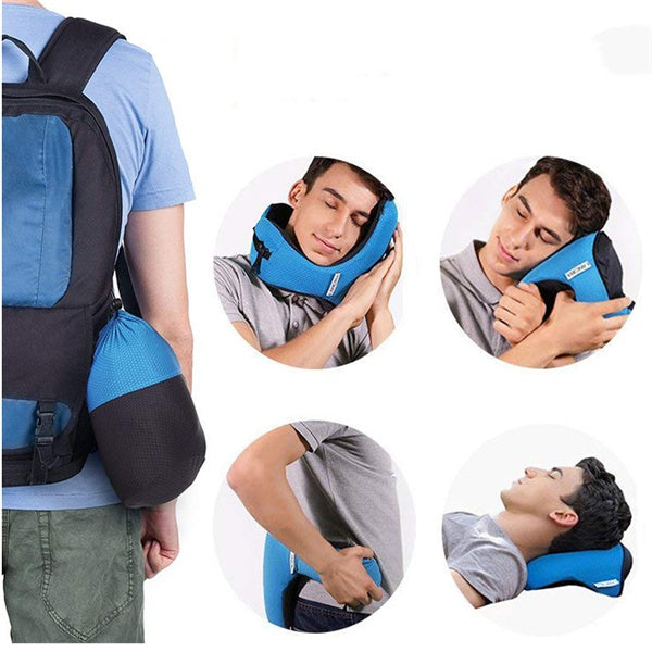 Ergonomic Memory Foam Neck Travel Pillow with Hood & Adjustable Strap - Ideal for Long Flights -  Travel essentials