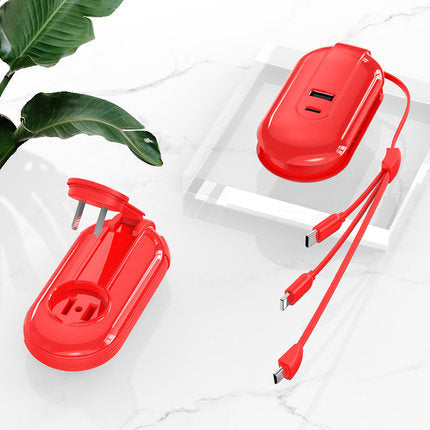 5-in-1 Multi-Plug Travel Charger – US & South America Adapter with Integrated Cables | Tribe Feel Travel Gadgets