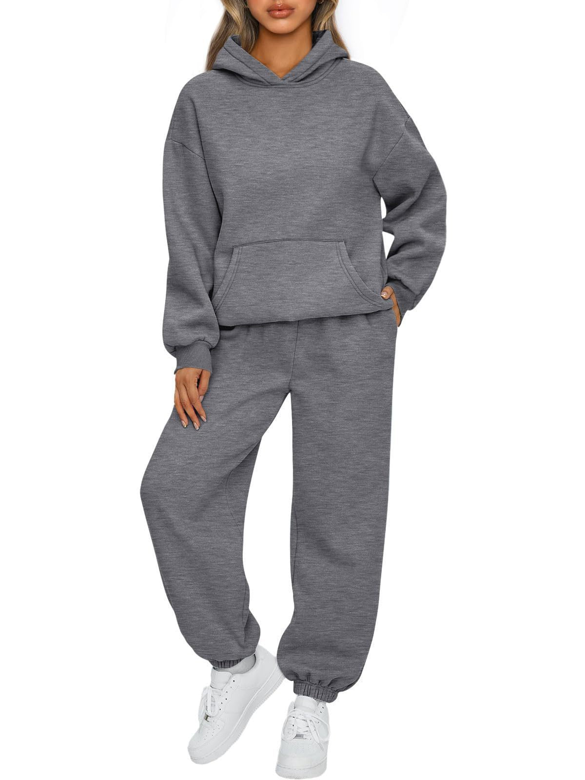 2-Piece Women’s Travel Hoodie & Sweatpants Set – Comfy Airport Outfit Travel Clothing