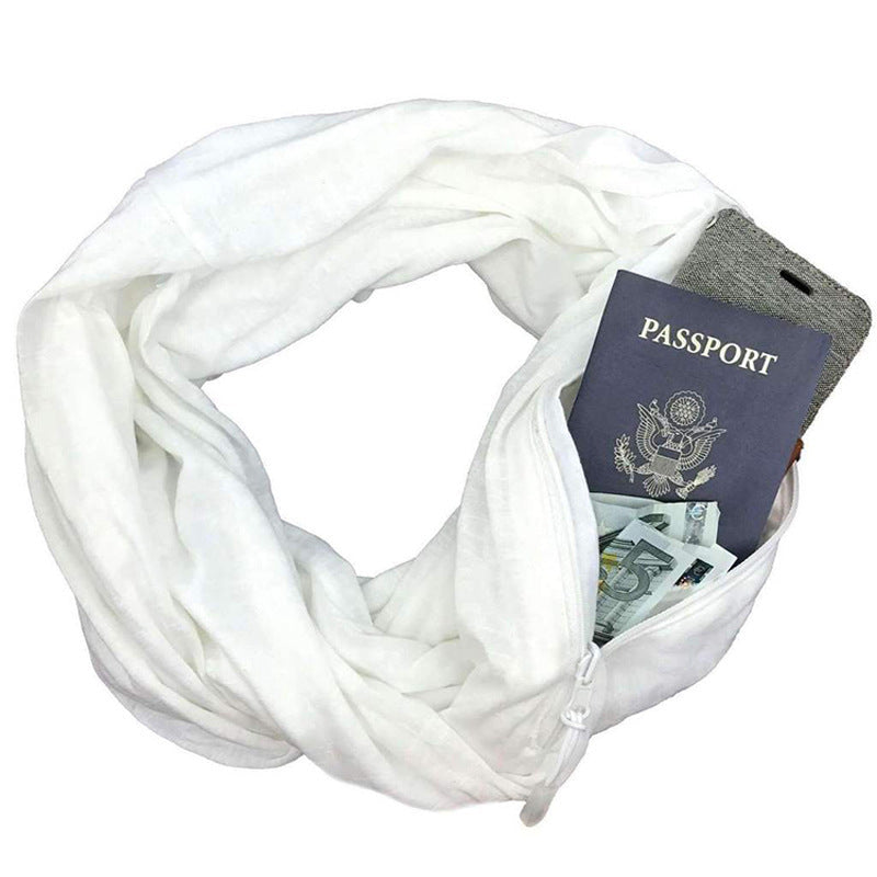 Travel Scarf with Hidden Zipped Pocket – Safe & Stylish for Solo Female Travellers | Tribe Feel Travel Clothing