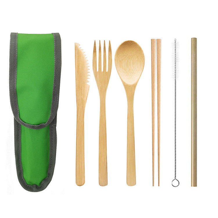 Portable Bamboo Cutlery Set with Straw | Travel-Friendly – Travel Accessories - Tribe Feel