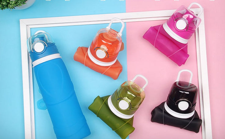 Folding Water Bottle Food Grade Silicone - Travel Portable - Tribe Feel