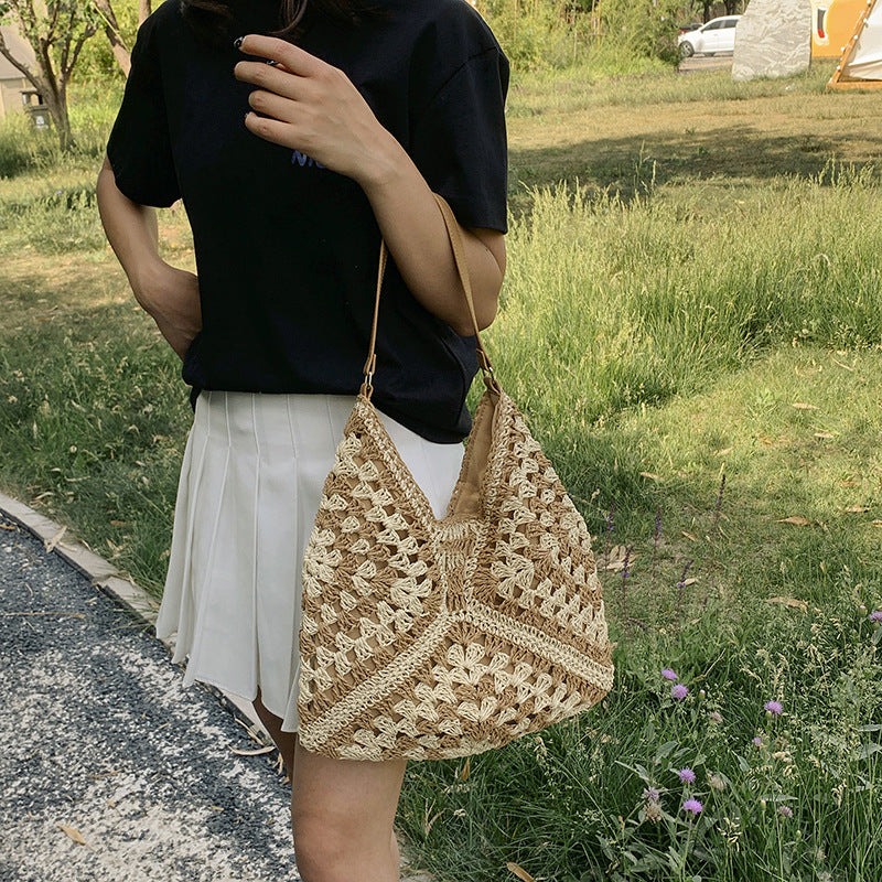 Straw Woven Shoulder Bag - Stylish Summer Handbag – Travel Accessories Travel Bags - Tribe Feel