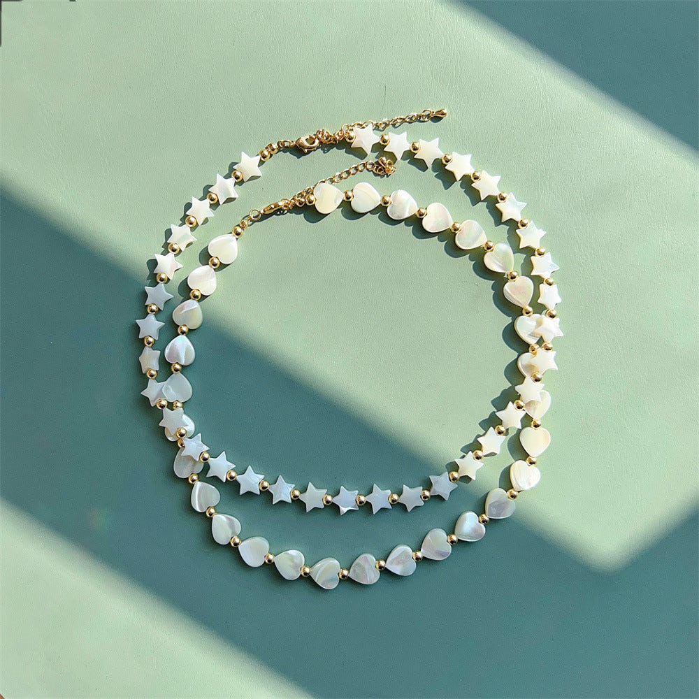 Pearly Bead Necklace – Heart or Star Shape for Summer | Tribe Feel Travel Jewellery