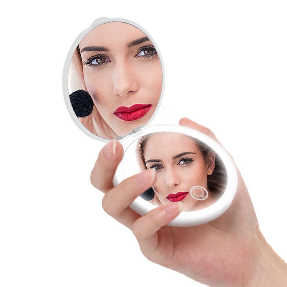 Rechargeable LED Travel Makeup Mirror – Light-Up Travel Mirror | Tribe Feel Travel Essentials