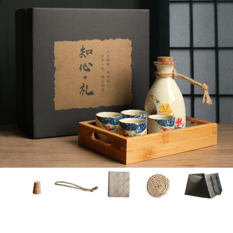 Japanese Ceramic Sake Gift Set with Bottle, Glasses & Gift Box | Tribe Feel  Travel Gadgets