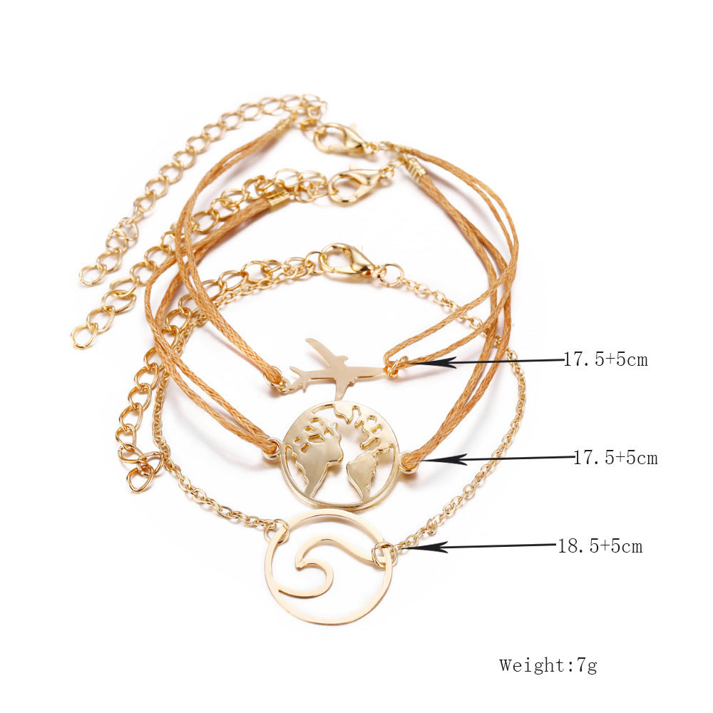 Three-Piece World Map Bracelet Set – Travel-Inspired Jewellery - Tribe Feel