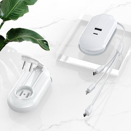 5-in-1 Multi-Plug Travel Charger – US & South America Adapter with Integrated Cables | Tribe Feel Travel Gadgets