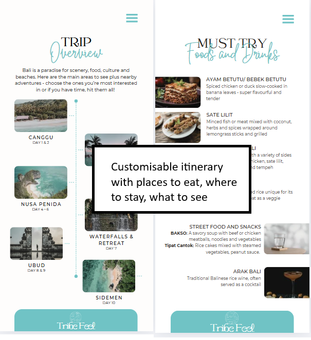Customisable Bali Travel Itinerary - Travel guide, planner & packing list - Tribe Feel