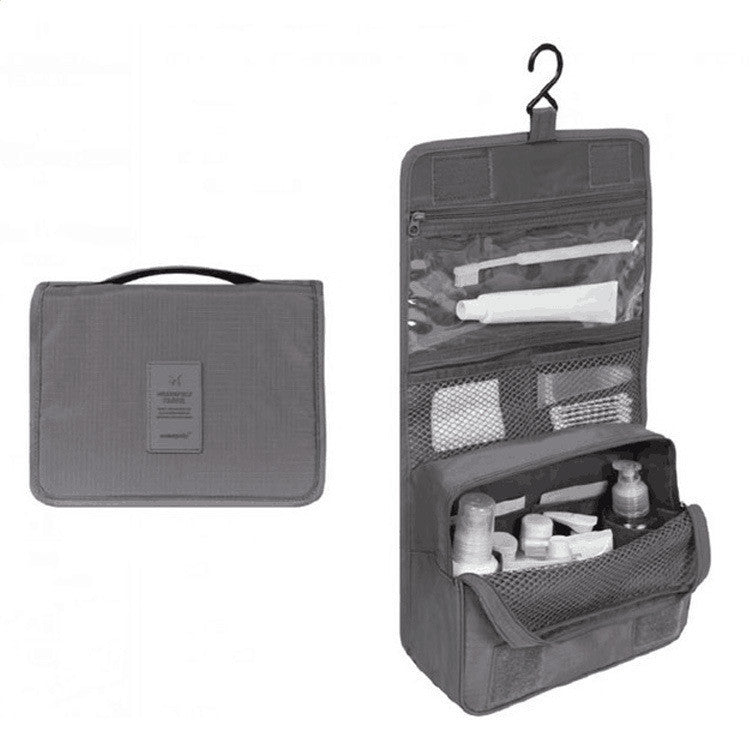 Grey Hanging Foldable Travel Toiletry Bag – Organized and Convenient - travel organisers