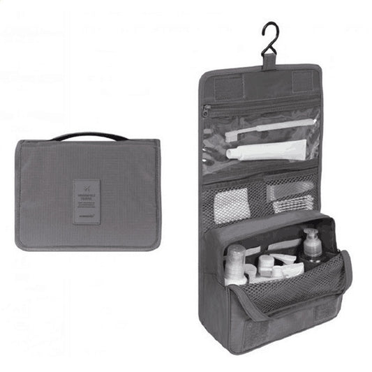 Grey Hanging Foldable Travel Toiletry Bag – Organized and Convenient - travel organisers