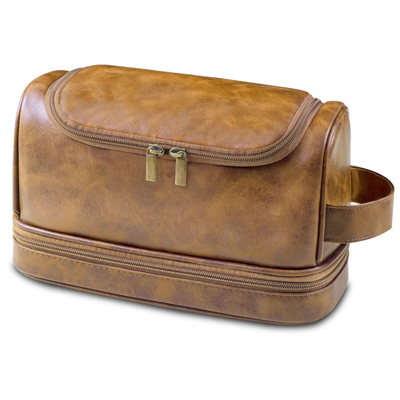 Elegant Premium Leather-Look Hanging Toiletry Bag | Luxury Travel Gift | Tribe Feel Travel Organisers