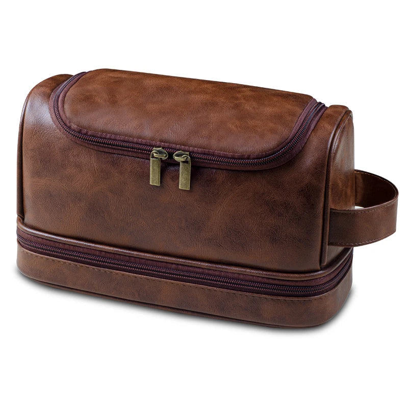 Elegant Premium Leather-Look Hanging Toiletry Bag | Luxury Travel Gift | Tribe Feel Travel Organisers