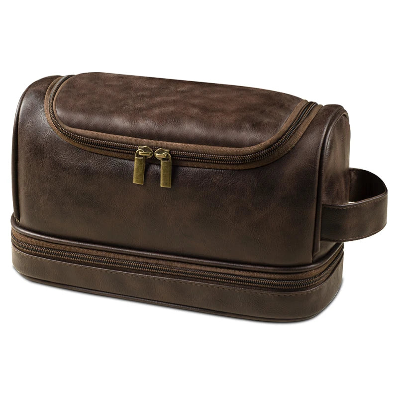 Elegant Premium Leather-Look Hanging Toiletry Bag | Luxury Travel Gift | Tribe Feel Travel Organisers