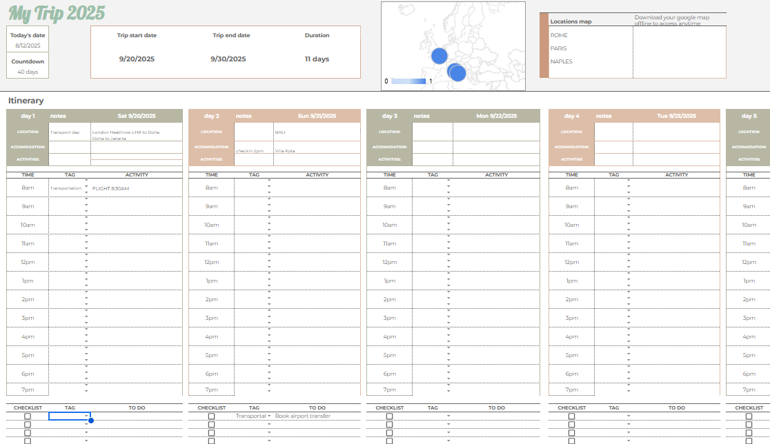 Free Travel Itinerary Template UK – Plan Your Trip Easily  Travel Planners