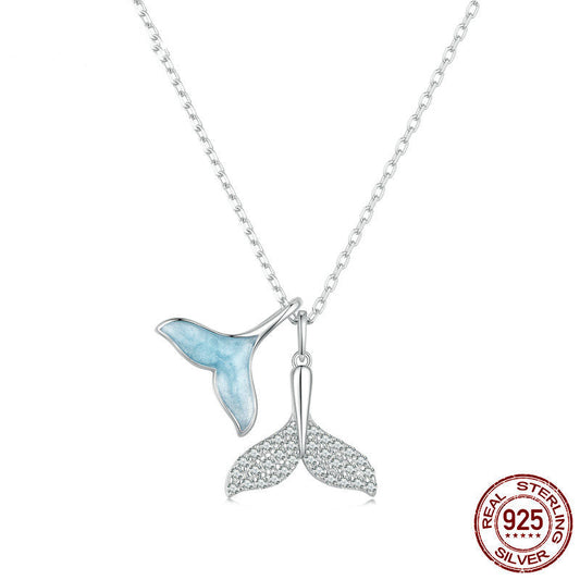925 Silver Whale Tail Necklace – Blue & Glitter Tails | Tribe Feel  Travel Jewellery