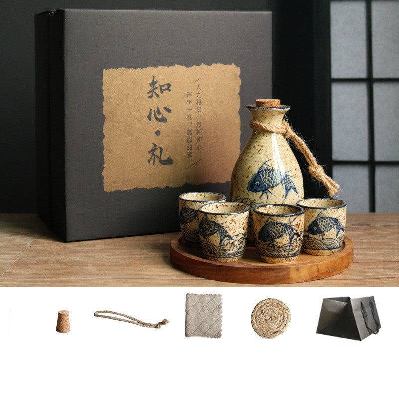 Japanese Ceramic Sake Gift Set with Bottle, Glasses & Gift Box | Tribe Feel  Travel Gadgets